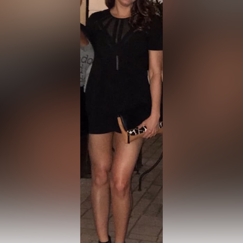 BCBGMaxAzria Black Geometric Detail Romper.